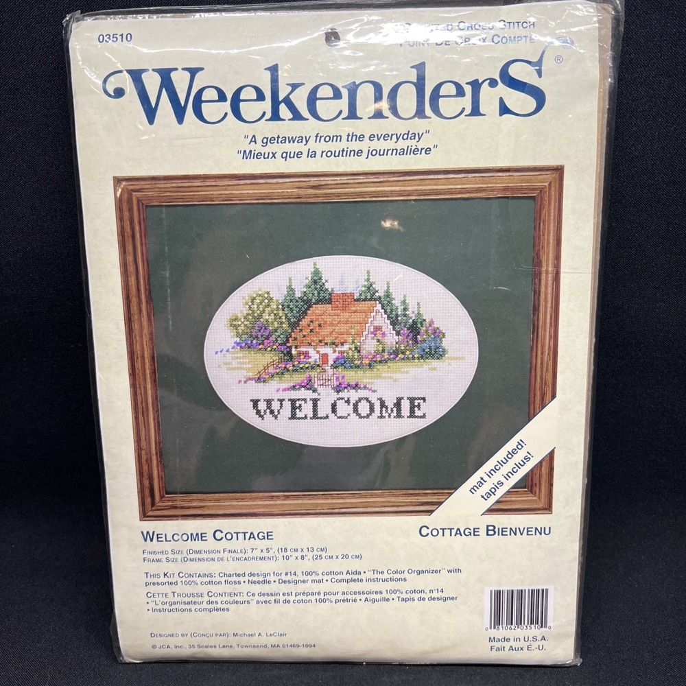 Weekenders Counted Cross Stitch Kit W/Mat "WELCOME COTTAGE" #03510 NEW